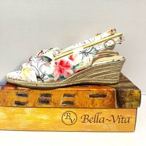 Bella Vita Floral Slingback Wedge Sandals